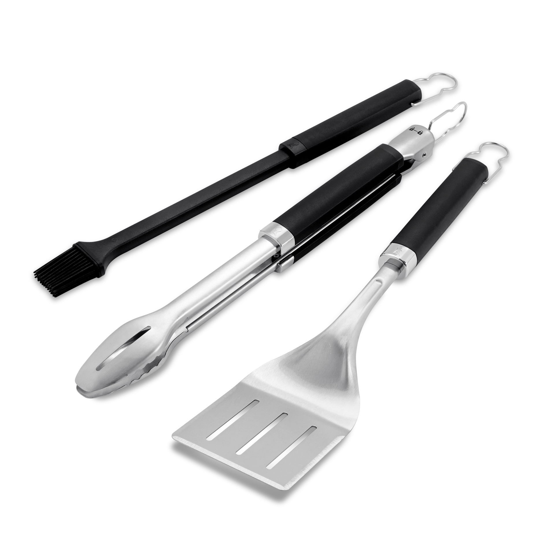 Entdecken Sie das Weber Precision Grillbesteck-Set, bestehend aus einem präzisen Wender, einer praktischen Zange und einem großformatigen Pinsel. Perfekt für die Zubereitung von Burger-Patties, Gemüse und Rippchen. Mit Soft-Touch-Griffen für sicheren Halt
